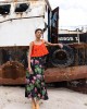 Maeda Crop Top Red & Black Midi Φούστα