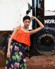 Maeda Crop Top Red & Black Midi Φούστα