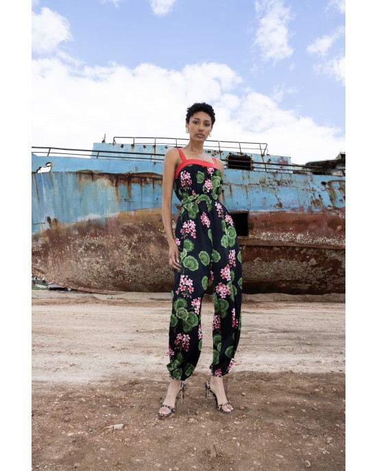 Maeda Black Printed Ολόσωμη Φόρμα