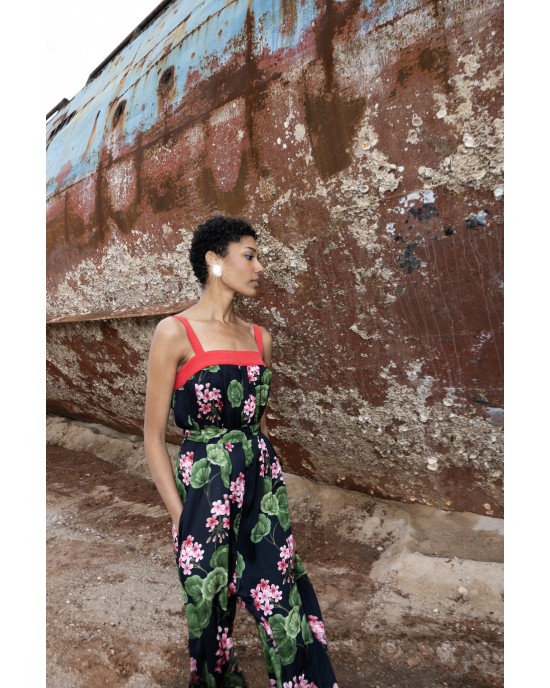 Maeda Black Printed Ολόσωμη Φόρμα
