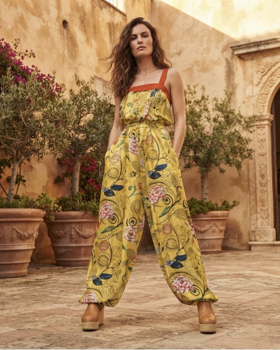 Maeda Printed Wide-Leg Yellow Ολόσωμη Φόρμα