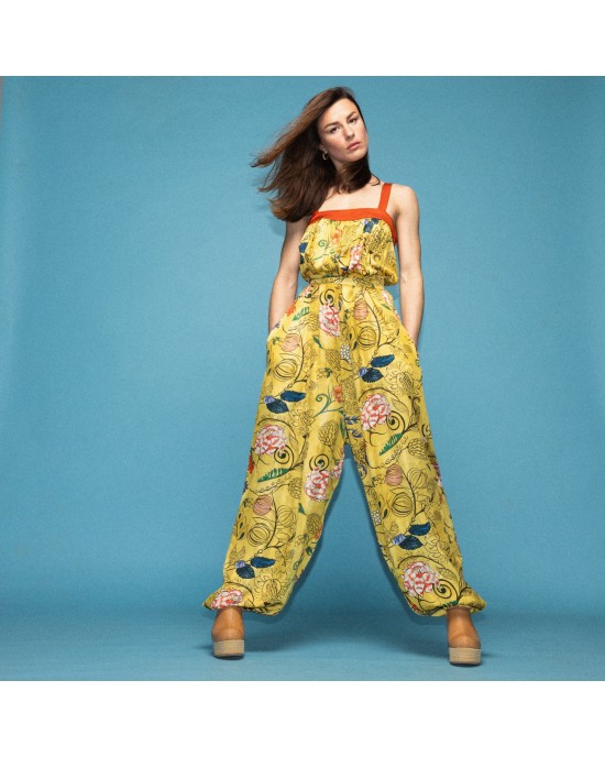 Maeda Printed Wide-Leg Yellow Ολόσωμη Φόρμα