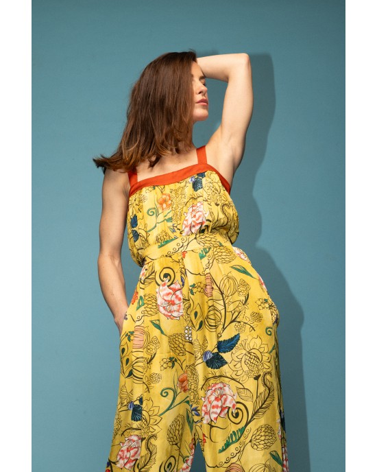 Maeda Printed Wide-Leg Yellow Ολόσωμη Φόρμα