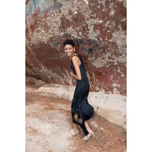 Maeda Halter Style Black Maxi Φόρεμα