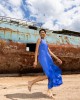 Maeda Halter Style Blue Maxi Φόρεμα