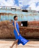 Maeda Halter Style Blue Maxi Φόρεμα