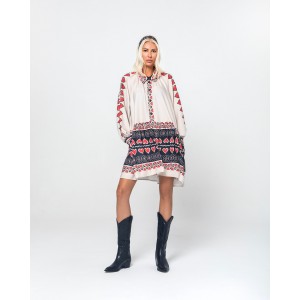 Mamoush Marina Cream Hearts Mini Φόρεμα