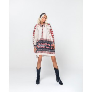 Mamoush Marina Cream Hearts Mini Φόρεμα