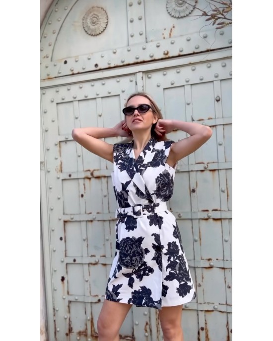 Mamoush Myrto Vest White Roses Φόρεμα