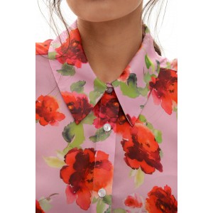 Mamoush Areti Pink Roses Πουκάμισο