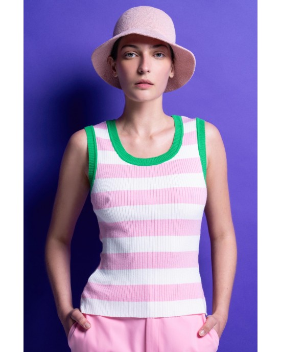 Mamoush Marina Pink White Stripes Μπλούζα