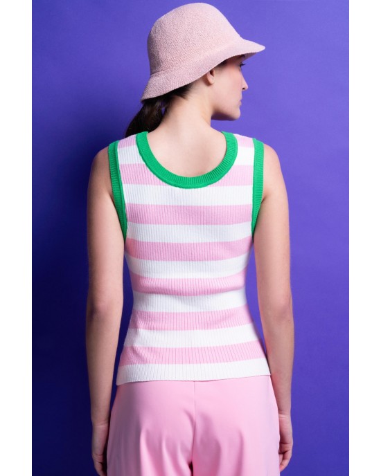 Mamoush Marina Pink White Stripes Μπλούζα