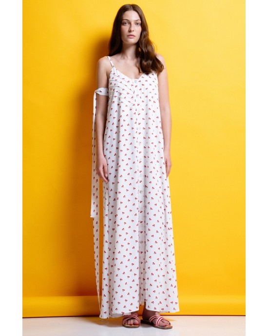 Mamoush Alina White Cherry Maxi Φόρεμα