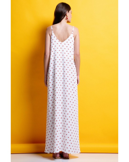 Mamoush Alina White Cherry Maxi Φόρεμα