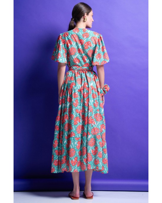Mamoush Valeria Green Midi Φόρεμα