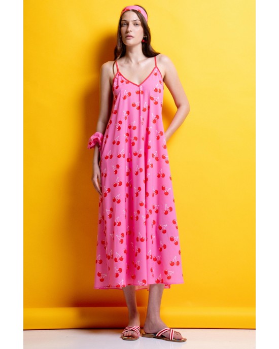 Mamoush Alma Pink Cherry Midi Φόρεμα
