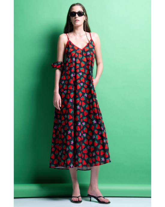 Mamoush Alma Strawberries Black Φόρεμα