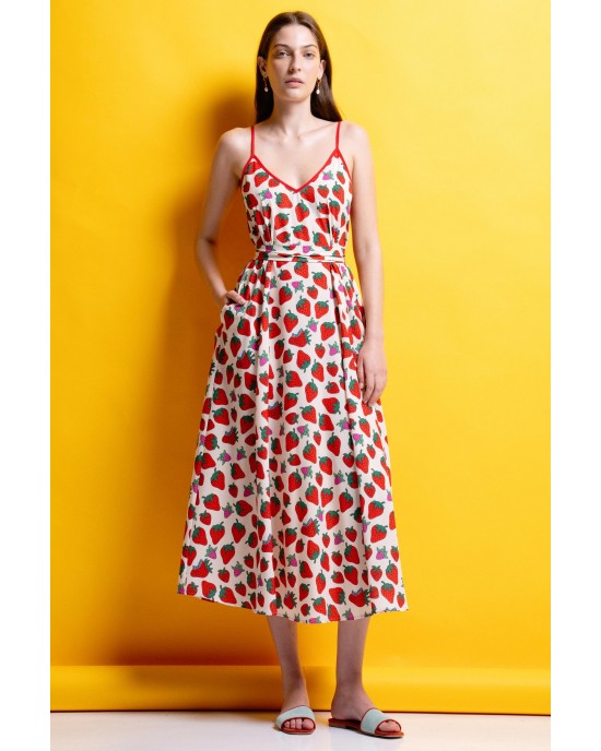 Mamoush Alma Strawberries Whitte Φόρεμα