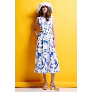 Mamoush Emma Blue/White Midi Φούτερ Φόρεμα