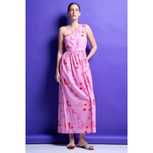 Mamoush Holly Pink Midi One Shoulder Φόρεμα