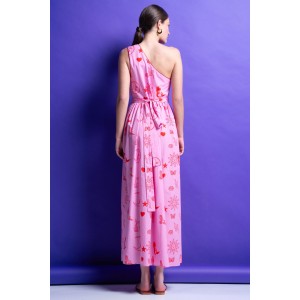 Mamoush Holly Pink Midi One Shoulder Φόρεμα