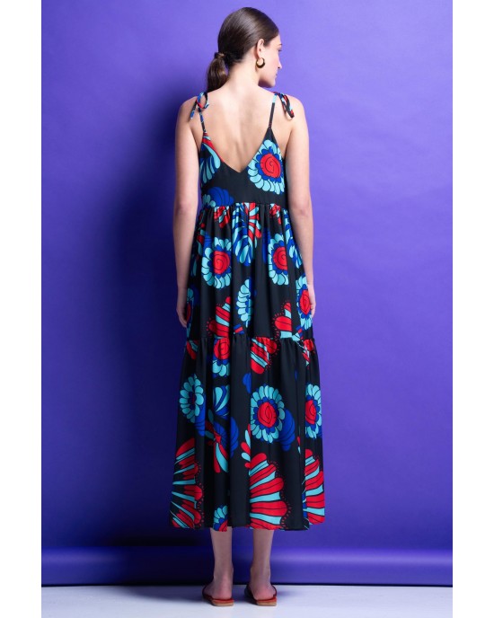 Mamoush Danna Black Fan Midi Φόρεμα