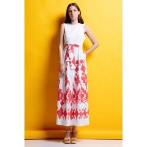 Mamoush Gretel Whie Red Maxi Φόρεμα