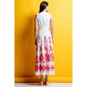 Mamoush Gretel Whie Red Maxi Φόρεμα