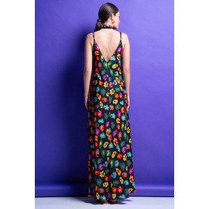 Mamoush Kelly Black Animal Print Maxi Φόρεμα