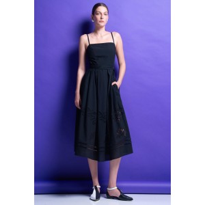 Mamoush Kimberly Black Cotton With Embroidery Midi Φόρεμα