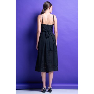 Mamoush Kimberly Black Cotton With Embroidery Midi Φόρεμα