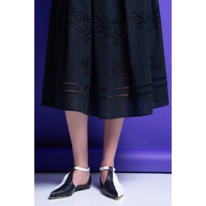 Mamoush Kimberly Black Cotton With Embroidery Midi Φόρεμα