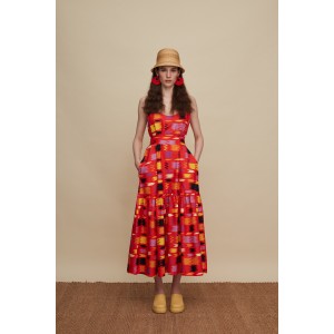 Melitta Lasithi Patania Red Print Maxi Φόρεμα Melitta Lasithi Patania Red Print Maxi Φόρεμα