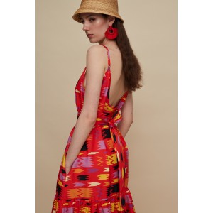 Melitta Lasithi Patania Red Print Maxi Φόρεμα Melitta Lasithi Patania Red Print Maxi Φόρεμα