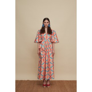 Melitta Vatolakos Kouskouses Red Print Maxi Φόρεμα Melitta Vatolakos Kouskouses Red Print Maxi Φόρεμα