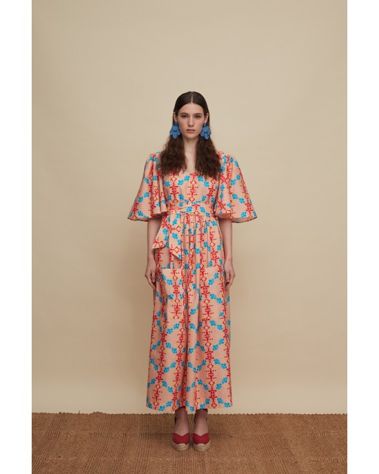 Melitta Vatolakos Kouskouses Red Print Maxi Φόρεμα Melitta Vatolakos Kouskouses Red Print Maxi Φόρεμα