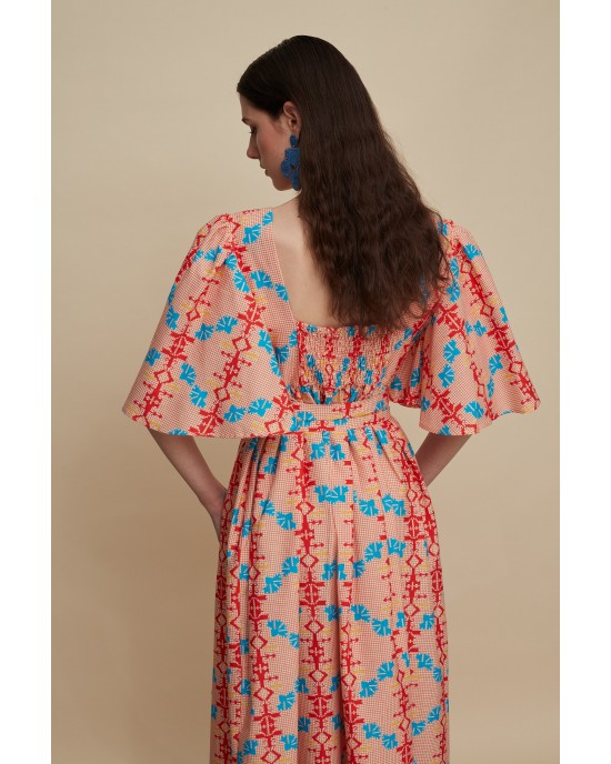 Melitta Vatolakos Kouskouses Red Print Maxi Φόρεμα Melitta Vatolakos Kouskouses Red Print Maxi Φόρεμα