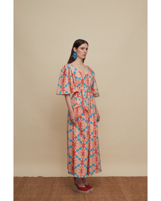 Melitta Vatolakos Kouskouses Red Print Maxi Φόρεμα Melitta Vatolakos Kouskouses Red Print Maxi Φόρεμα