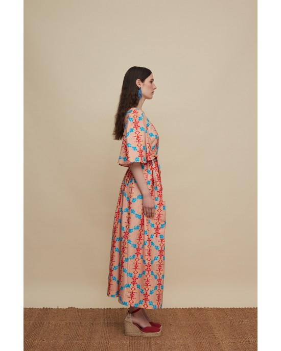 Melitta Vatolakos Kouskouses Red Print Maxi Φόρεμα Melitta Vatolakos Kouskouses Red Print Maxi Φόρεμα