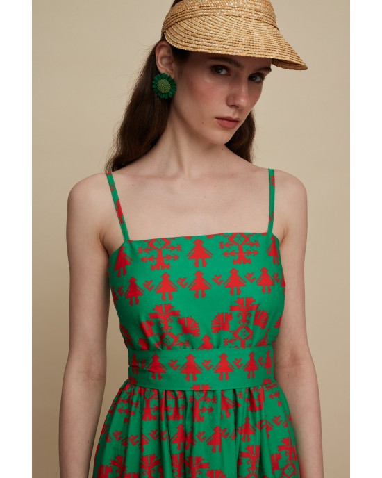 Melitta Zaros Maxi Panda Green Print Φόρεμα Melitta Zaros Maxi Panda Green Print Φόρεμα