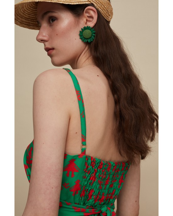 Melitta Zaros Maxi Panda Green Print Φόρεμα Melitta Zaros Maxi Panda Green Print Φόρεμα