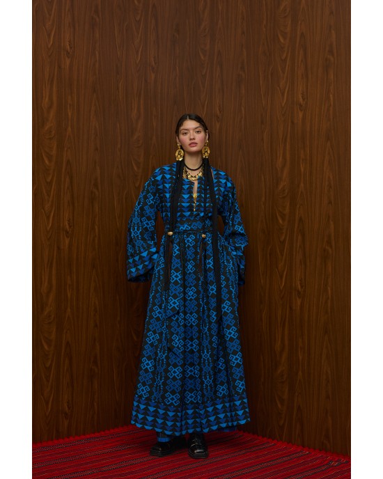 Melitta Velentza Petes Blue/Black Print Παλτό