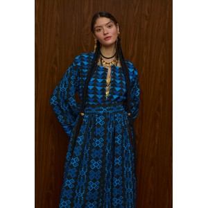 Melitta Velentza Petes Blue/Black Print Παλτό