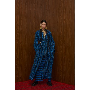 Melitta Velentza Petes Blue/Black Print Παλτό