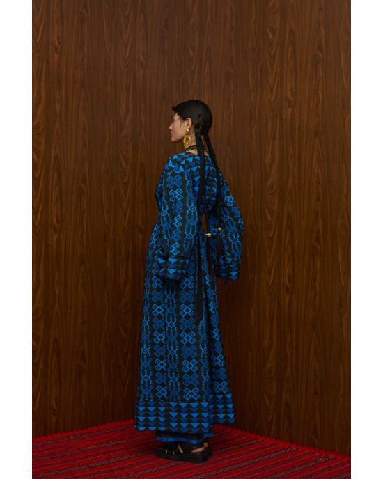 Melitta Velentza Petes Blue/Black Print Παλτό