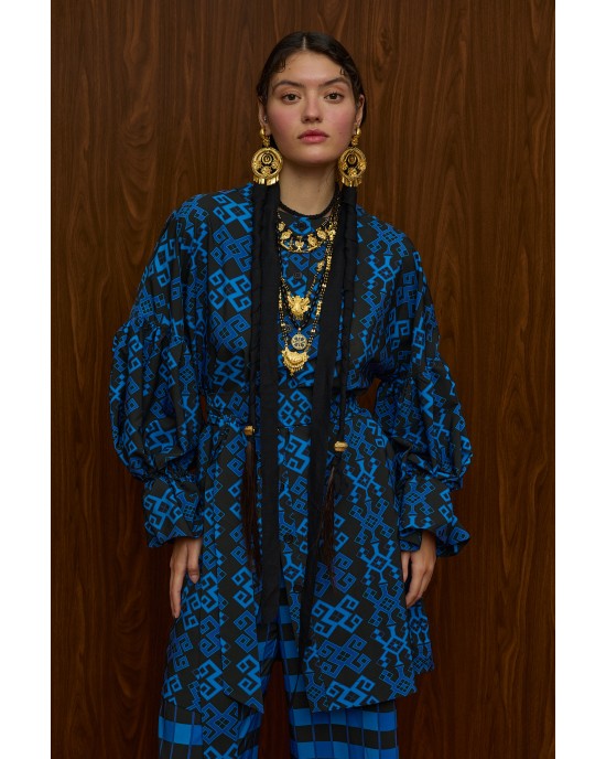 Melitta Tsikriki Πουκάμισο & Harm Παντελόνι Petes Blue/Black Print