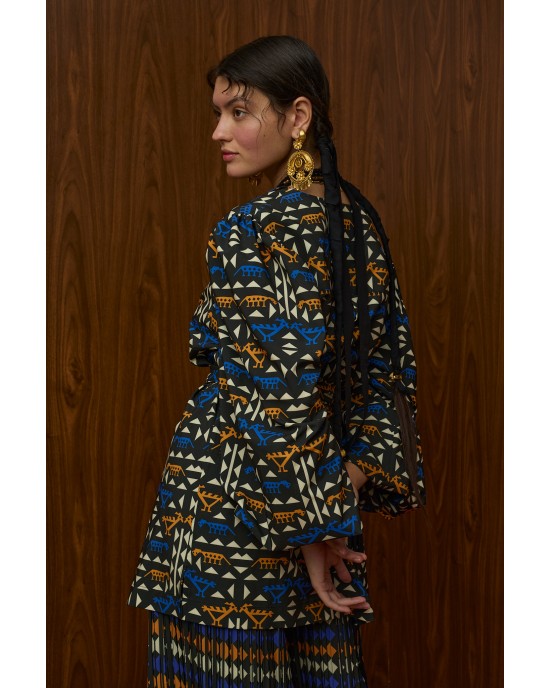 Melitta Berdes Πουκάμισο & Hrami Παντελόνι Plisse Zoomorfon Black Print