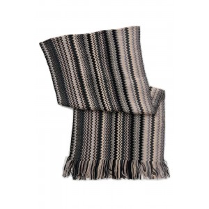 Missoni Zigzag Pattern And Fringes Black Κασκόλ