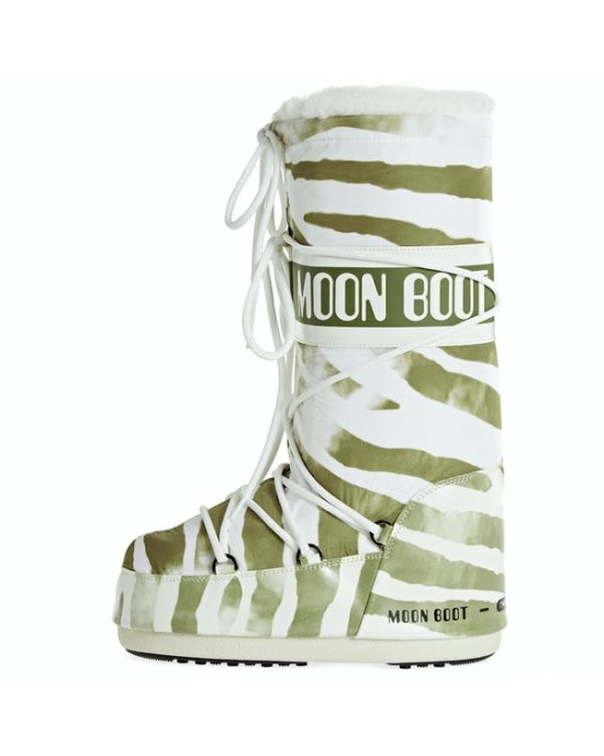Moon Boot Classic Zebra Μπότες Χιονιού Λευκό/Sage