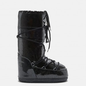 Moon Boot Icon Glitter Black Μπότες Χιονιού